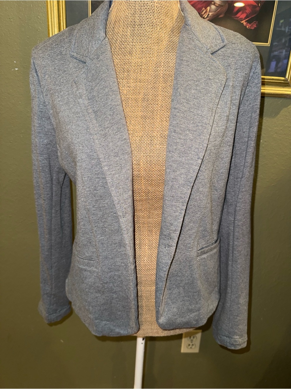 New York & Company Light Gray Knit Blazer Jacket